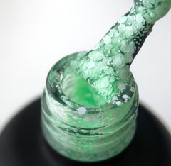 Гель-лак ART Bubble №B005 (напівпрозорий зелений з білими пластівцями), 6 мл 1230716 фото