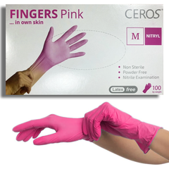 Перчатки нитриловые Fingers Pink M 100 штук 1231478 фото