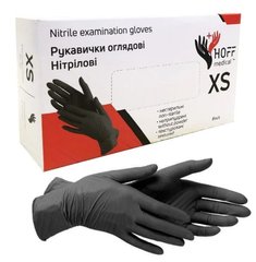 Рукавички нітрілові XS чорні Hoff Medical 100 штук текстура на пальцях 1230719 фото