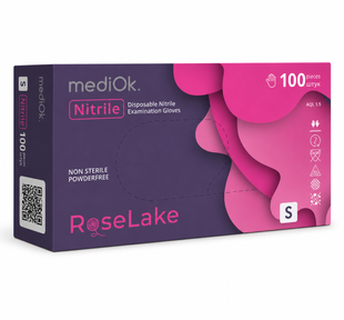 Перчатки нитриловые S, Nitrile Rose Lake цвет Розовый 100шт\уп. Mediok 1253866 фото