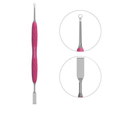Лопатка STALEKS UNIQ 11 TYPE 1 манікюрна з силіконовою ручкою пушер плоский прямий + кільце ( PQ-11/1) 1231369 фото