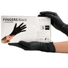 Перчатки нітрилові Fingers Black S 100 штук 1231219 фото